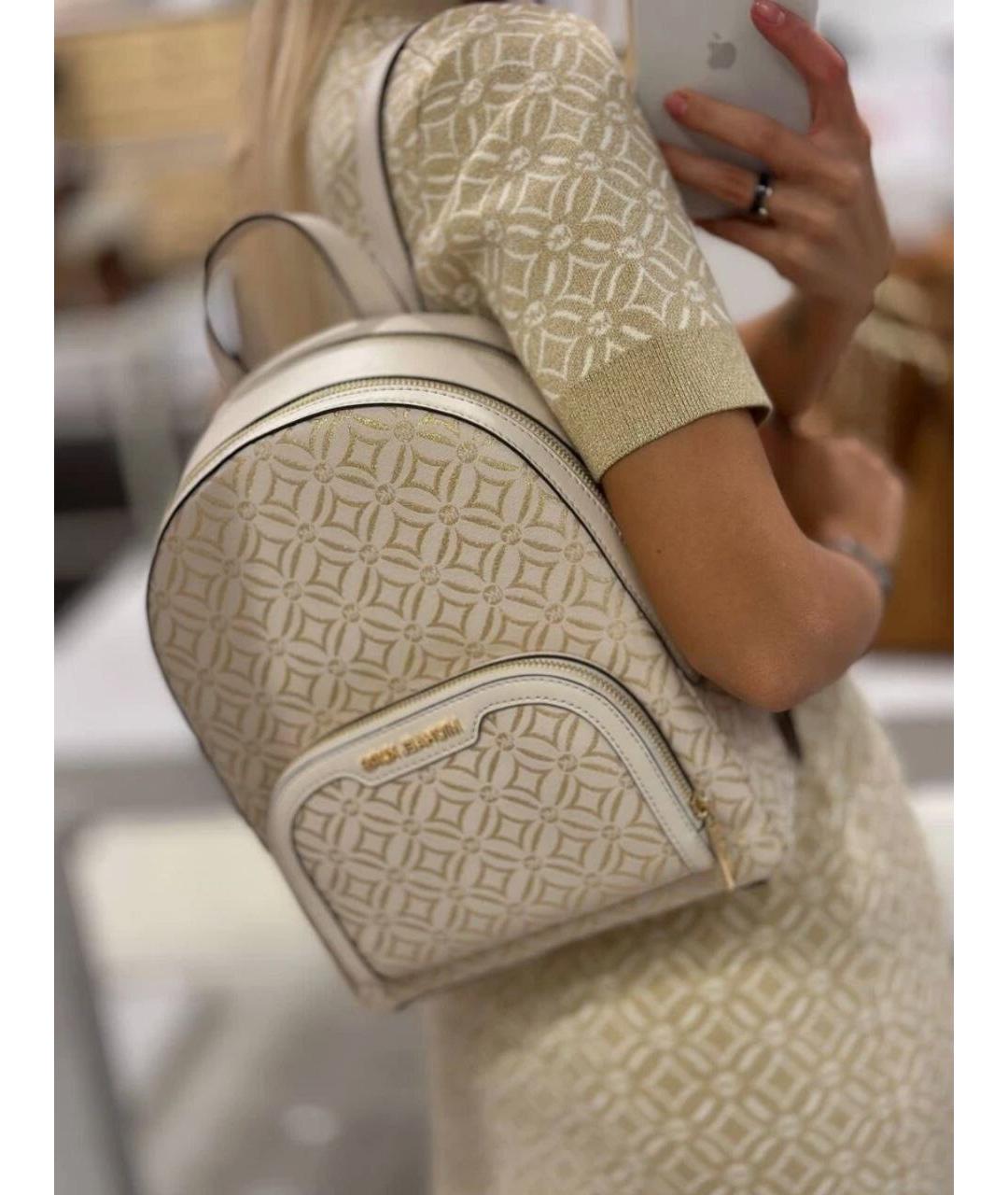 MICHAEL KORS Бежевый жаккардовый рюкзак, фото 4
