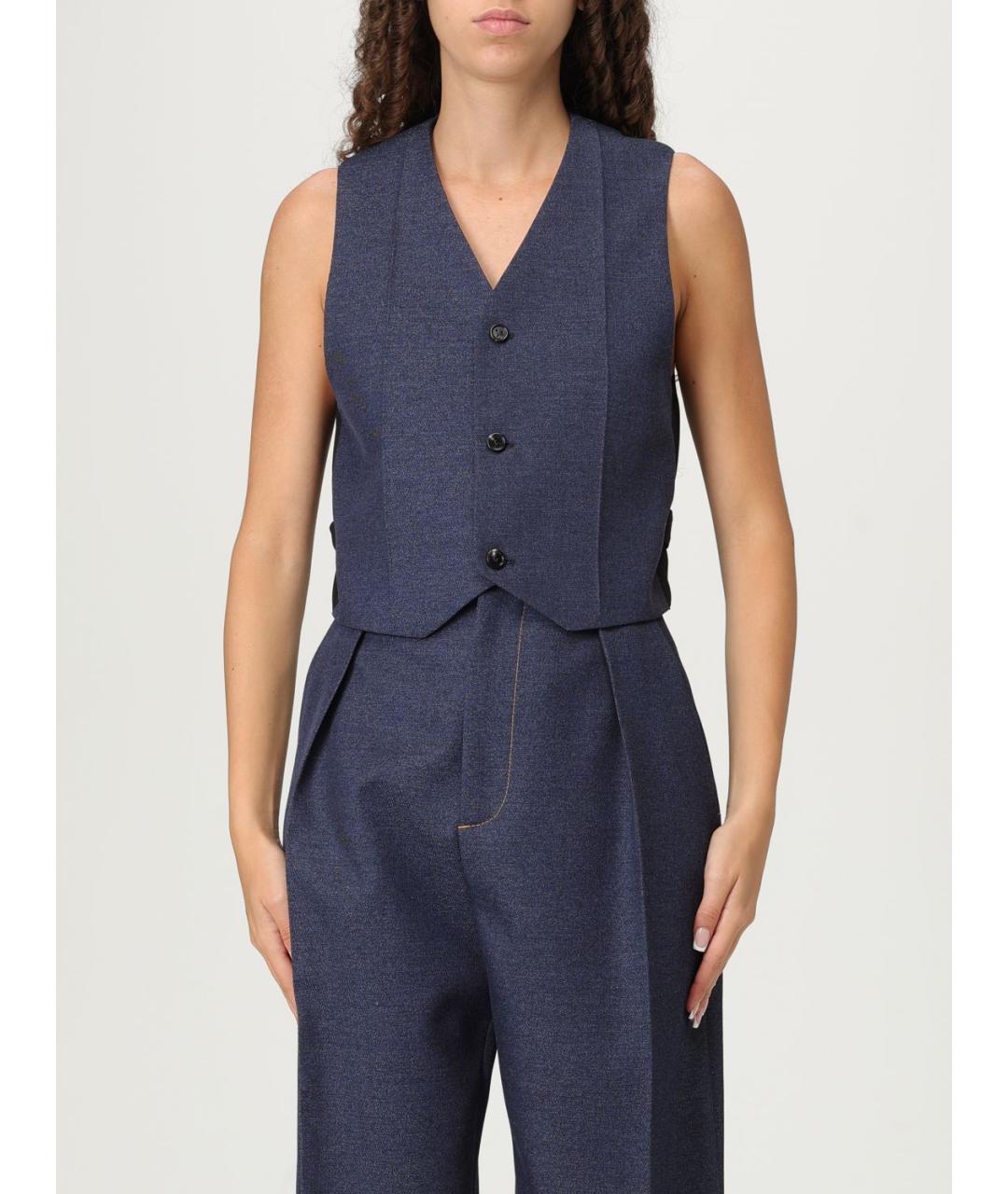 BOTTEGA VENETA Синий шерстяной жилет, фото 2