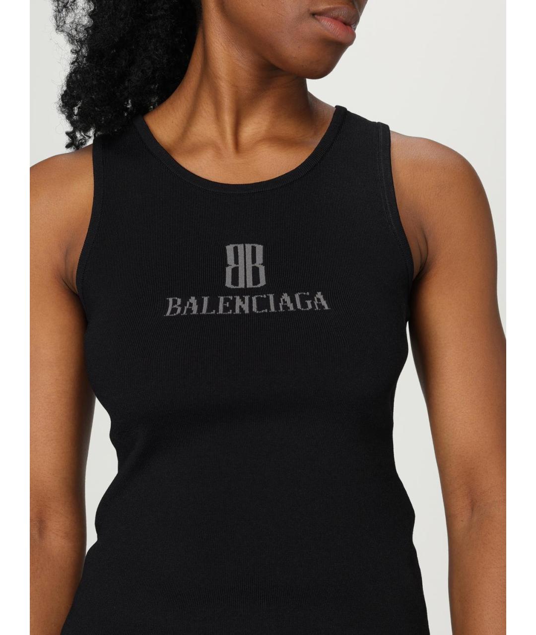 BALENCIAGA Черная вискозная майка, фото 6
