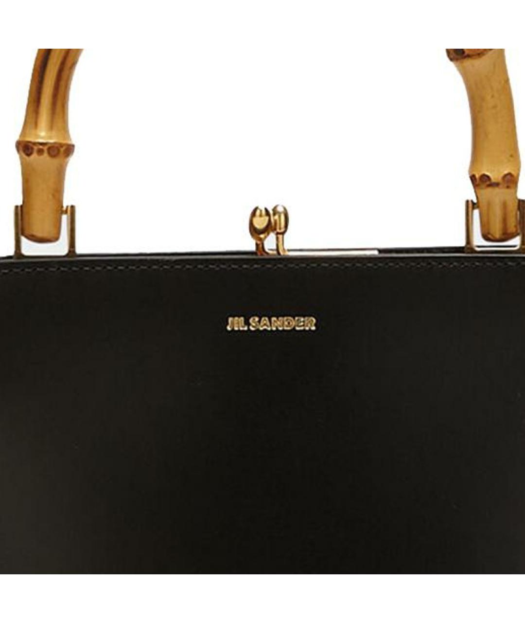 JIL SANDER Черная кожаная сумка с короткими ручками, фото 3