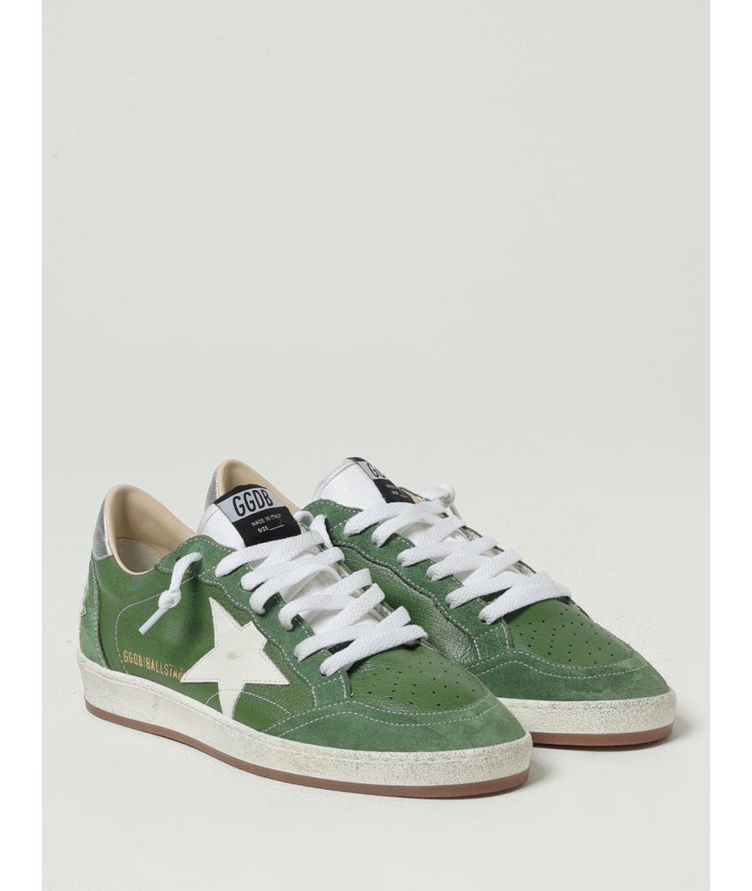 GOLDEN GOOSE DELUXE BRAND Зеленые кожаные низкие кроссовки / кеды, фото 2