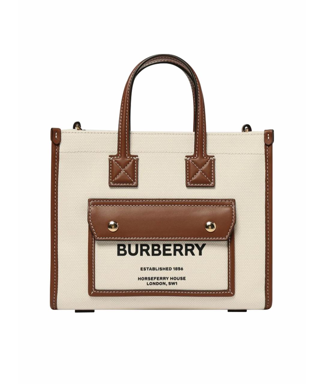 BURBERRY Белая хлопковая сумка тоут, фото 1