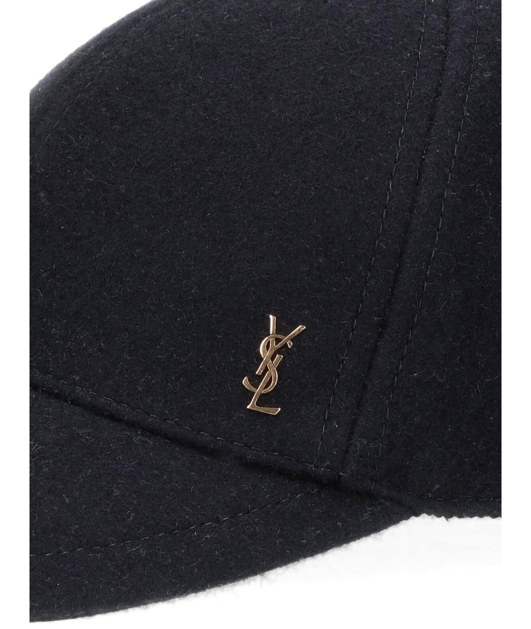 SAINT LAURENT Черная шерстяная кепка, фото 3