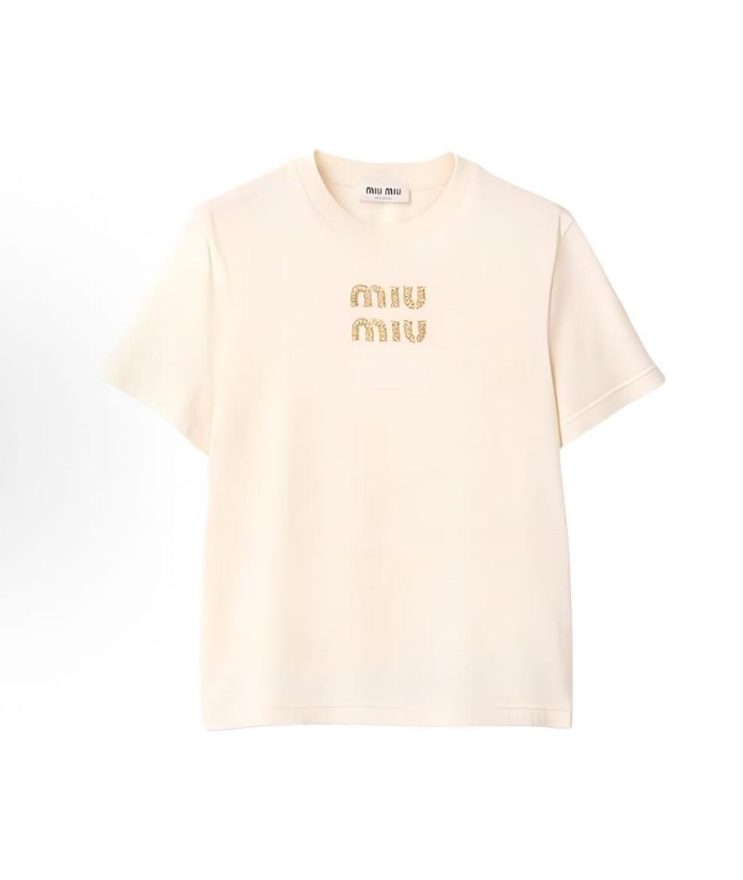 MIU MIU Бежевая хлопковая футболка, фото 1