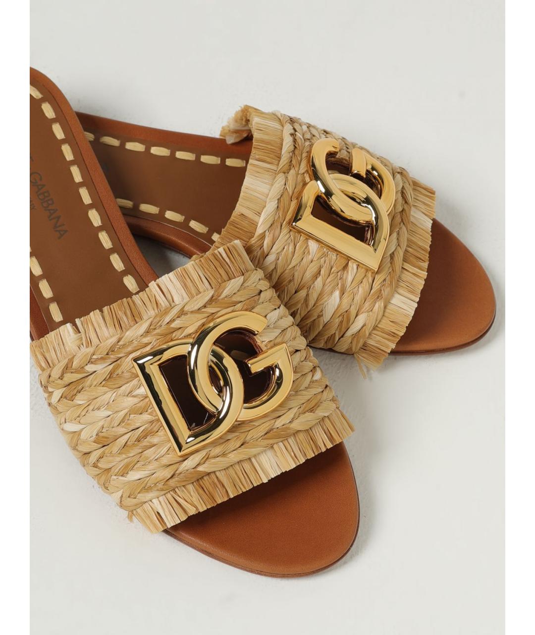 DOLCE&GABBANA Бежевые шлепанцы, фото 4