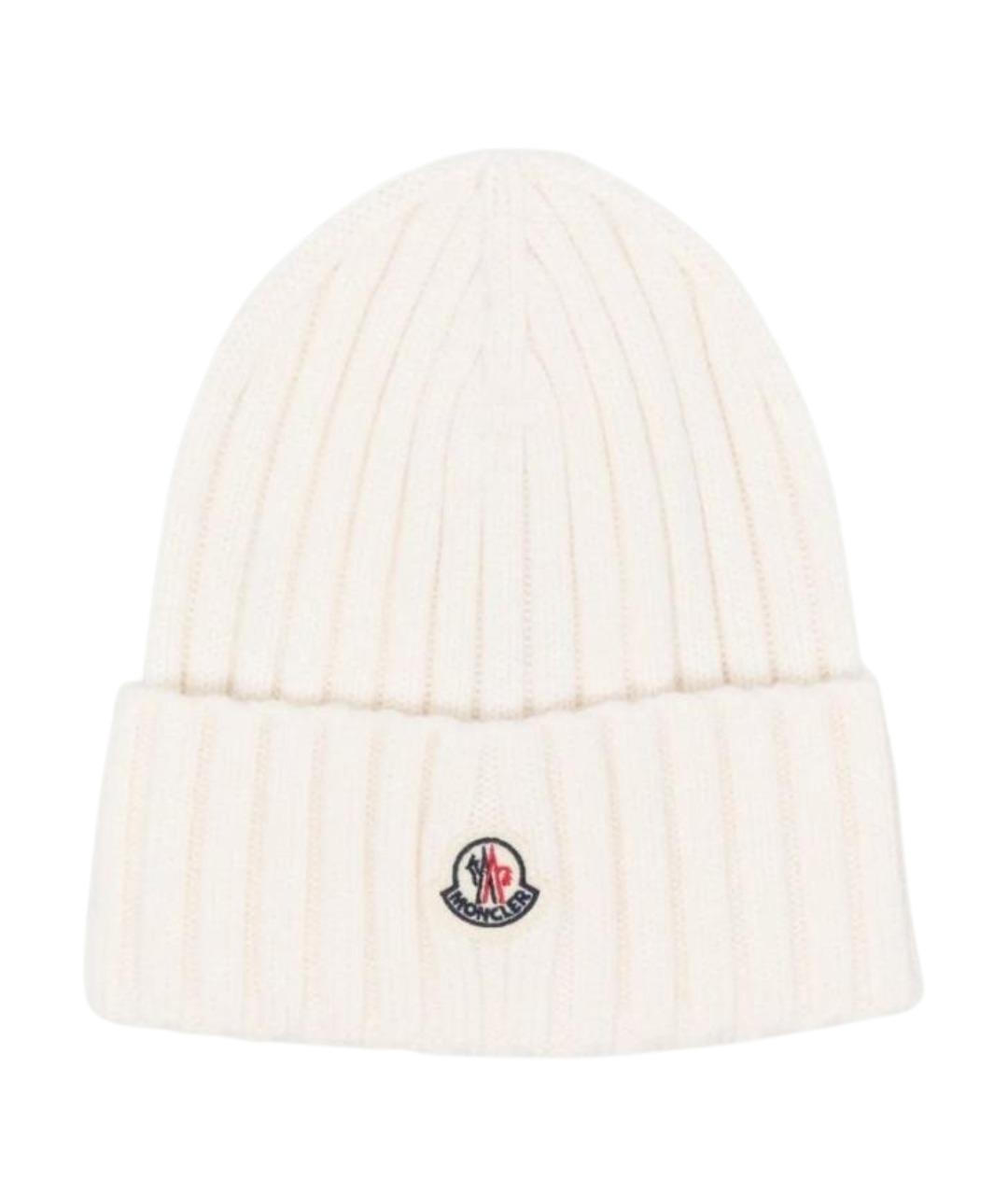 MONCLER Белая шерстяная шапка, фото 1