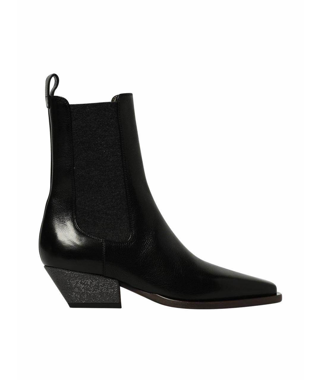BRUNELLO CUCINELLI Черные кожаные ботильоны, фото 1