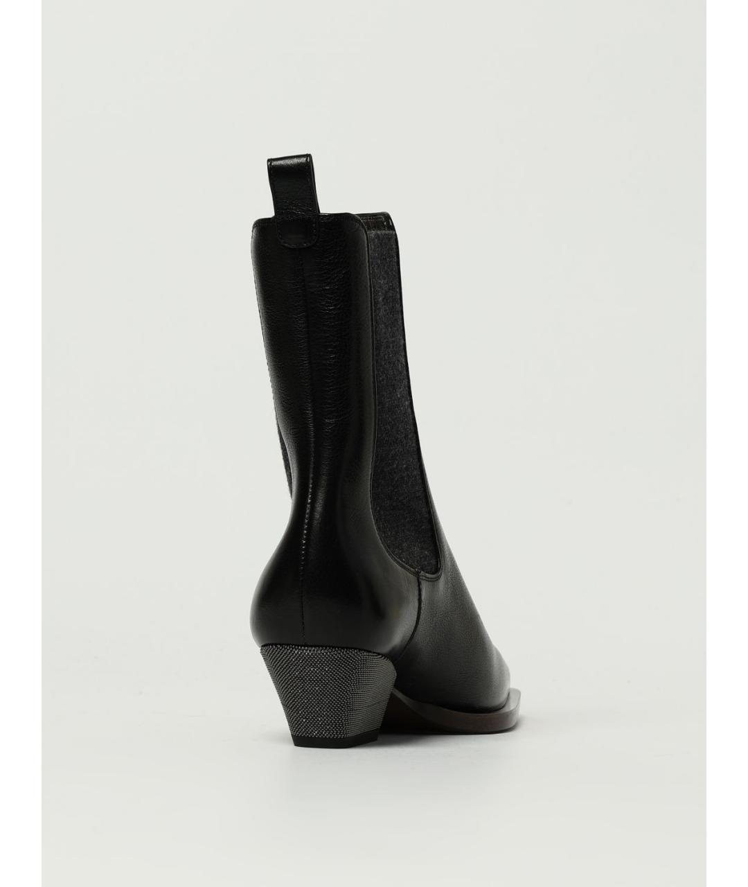 BRUNELLO CUCINELLI Черные кожаные ботильоны, фото 3