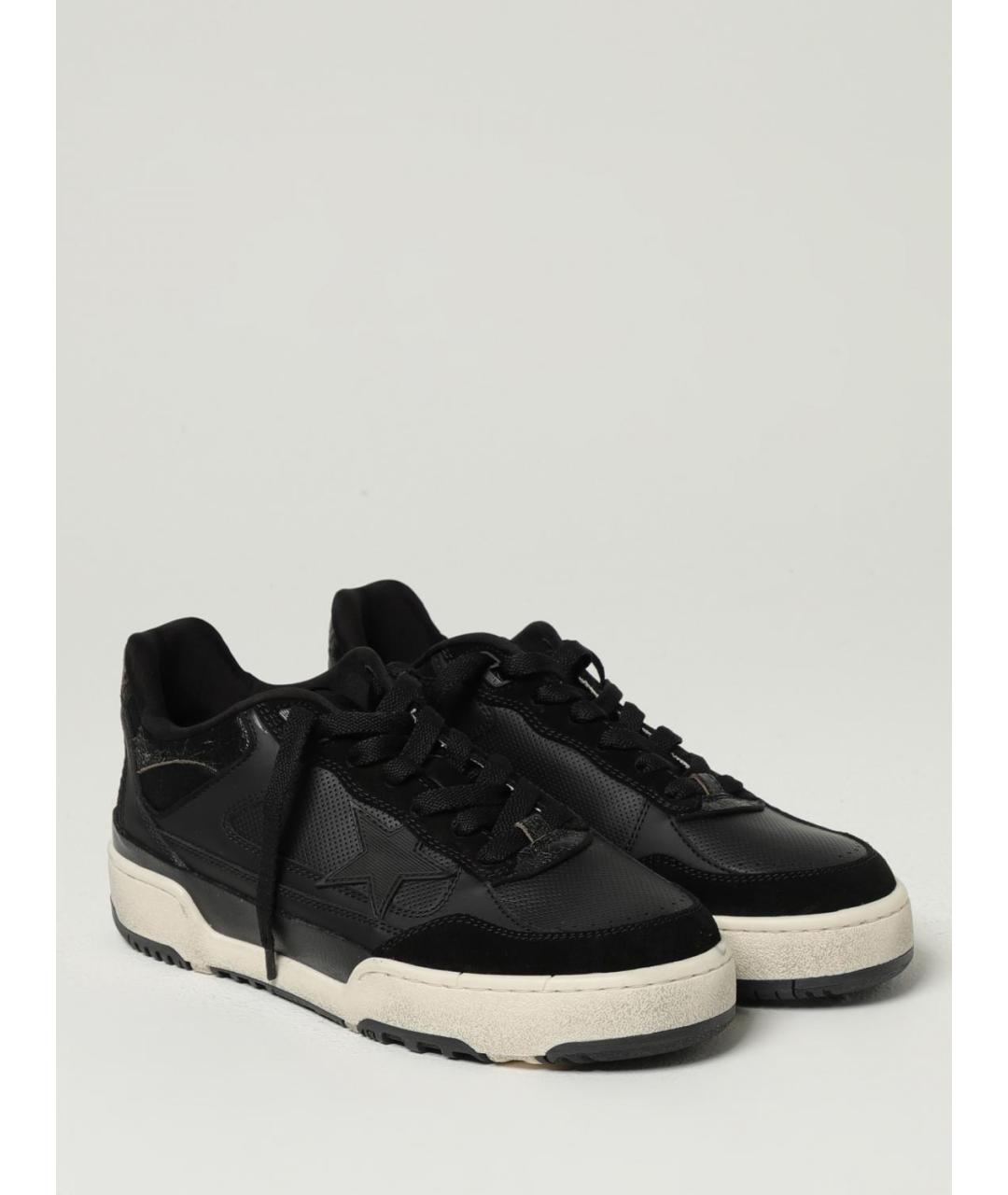 GOLDEN GOOSE DELUXE BRAND Черные кожаные низкие кроссовки / кеды, фото 2