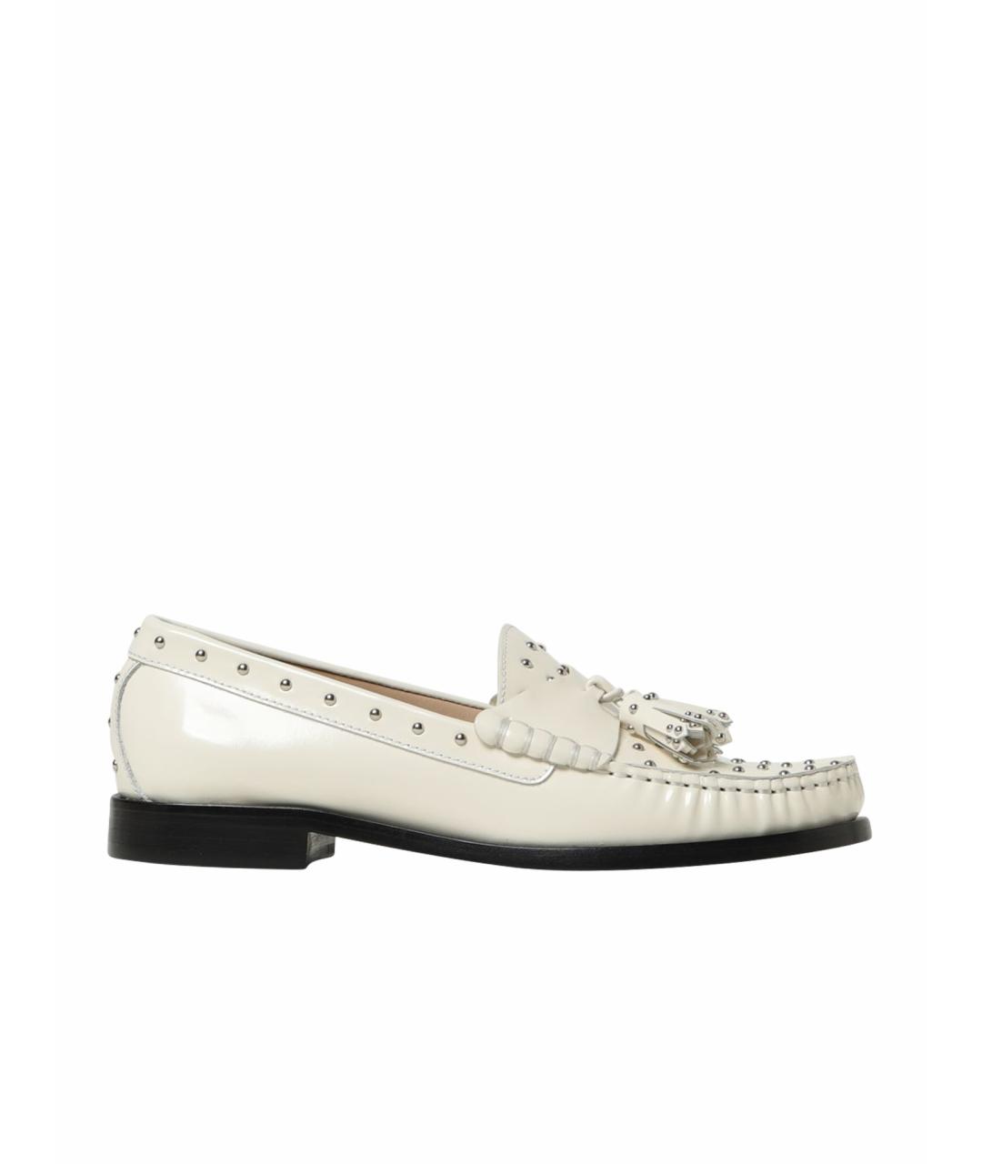 STUART WEITZMAN Белые кожаные лоферы, фото 1
