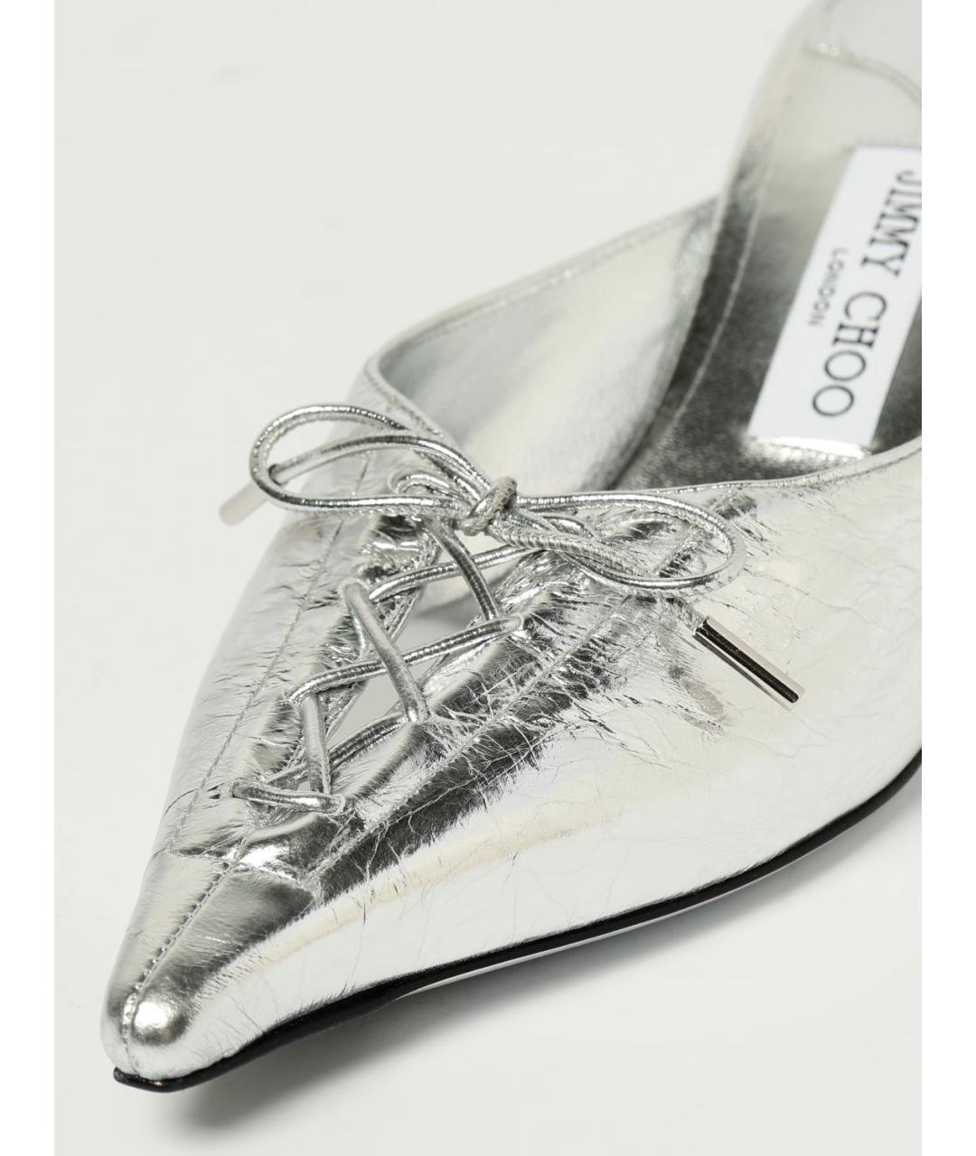 JIMMY CHOO Серебряные мюли, фото 4