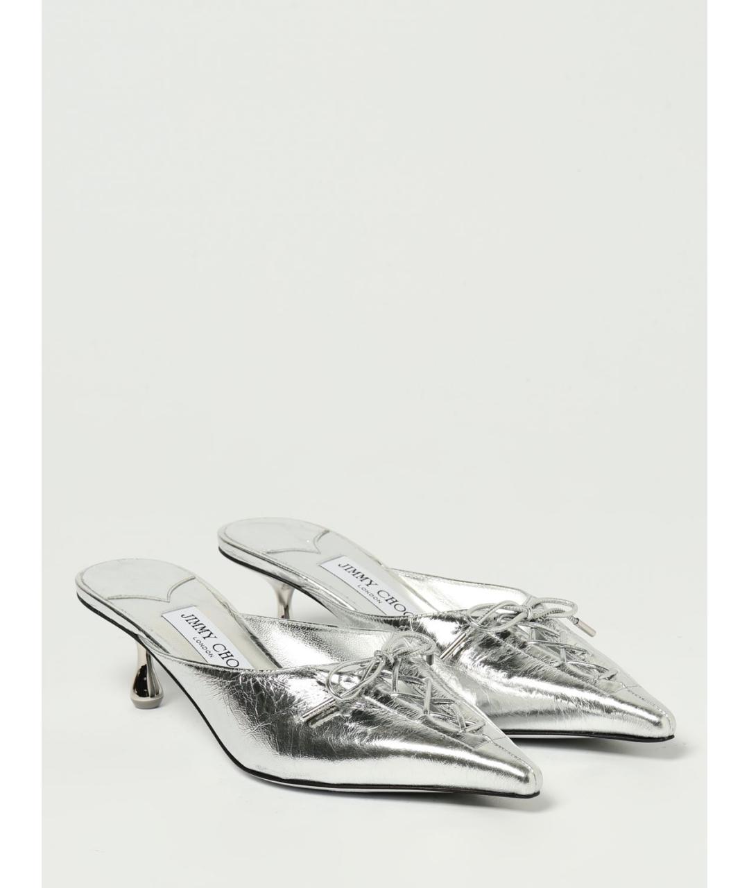 JIMMY CHOO Серебряные мюли, фото 2