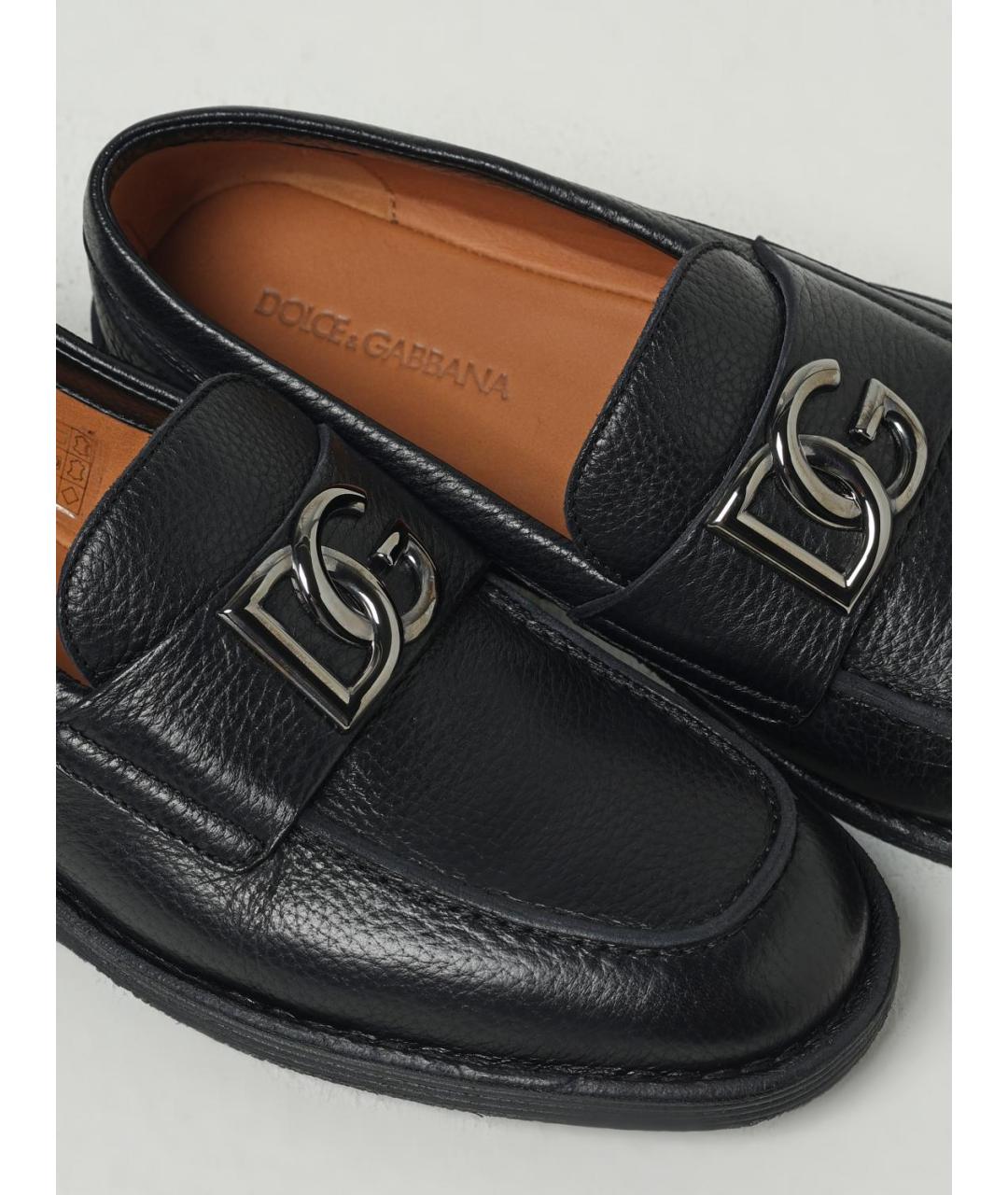 DOLCE&GABBANA Черные кожаные лоферы, фото 4