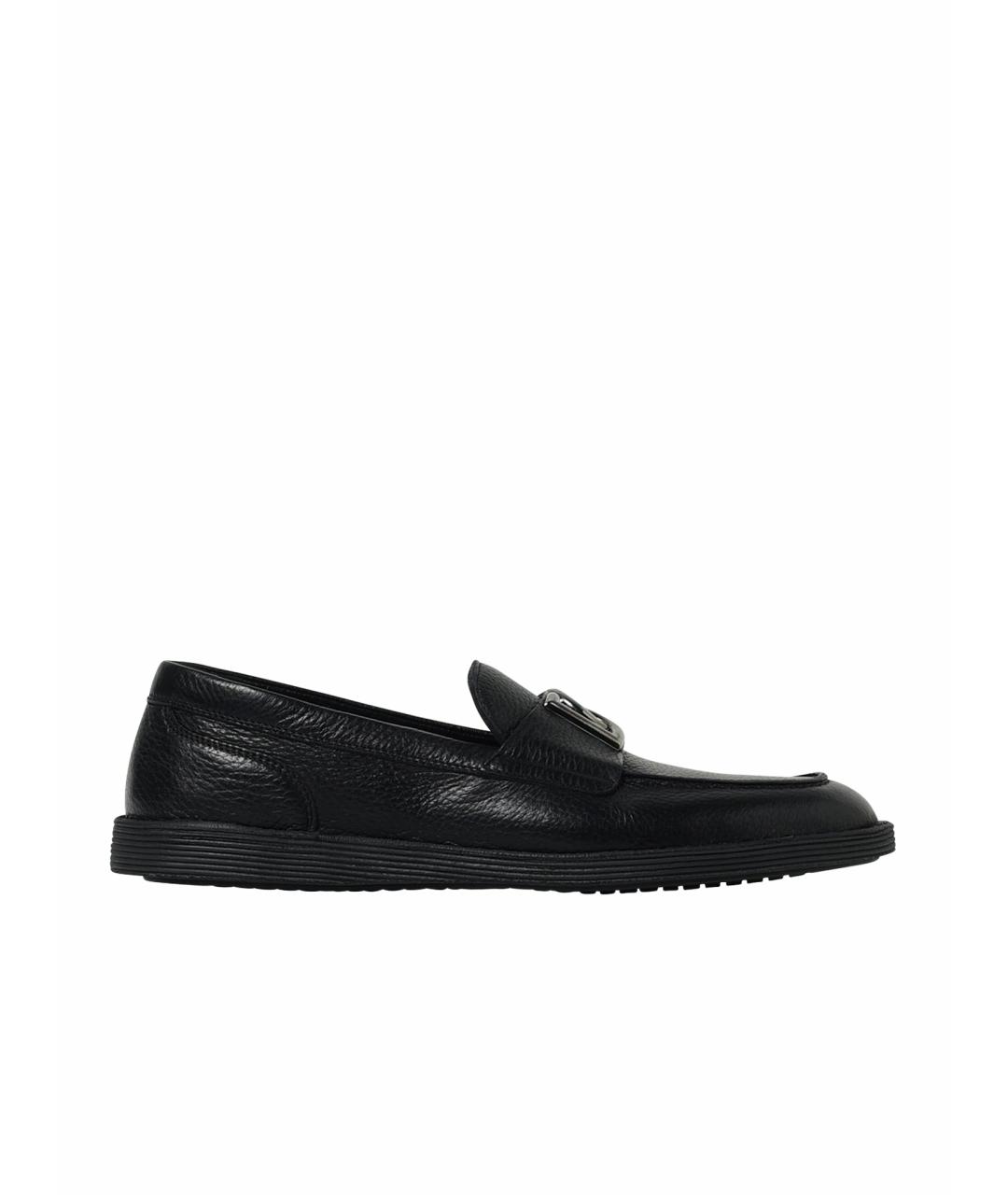 DOLCE&GABBANA Черные кожаные лоферы, фото 1