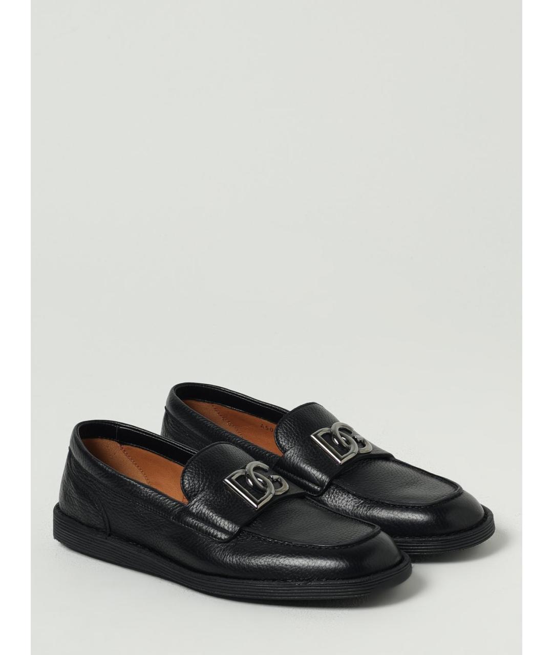 DOLCE&GABBANA Черные кожаные лоферы, фото 2