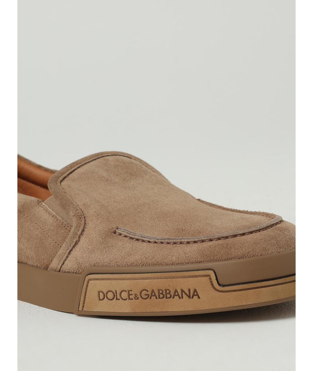 DOLCE&GABBANA Бежевые замшевые мокасины, фото 4
