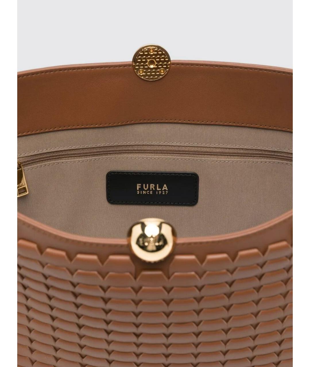 FURLA Коричневая кожаная сумка тоут, фото 4