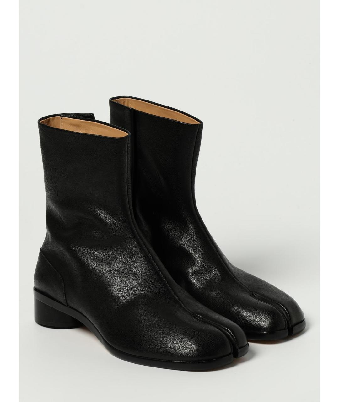 MAISON MARGIELA Черные кожаные высокие ботинки, фото 2