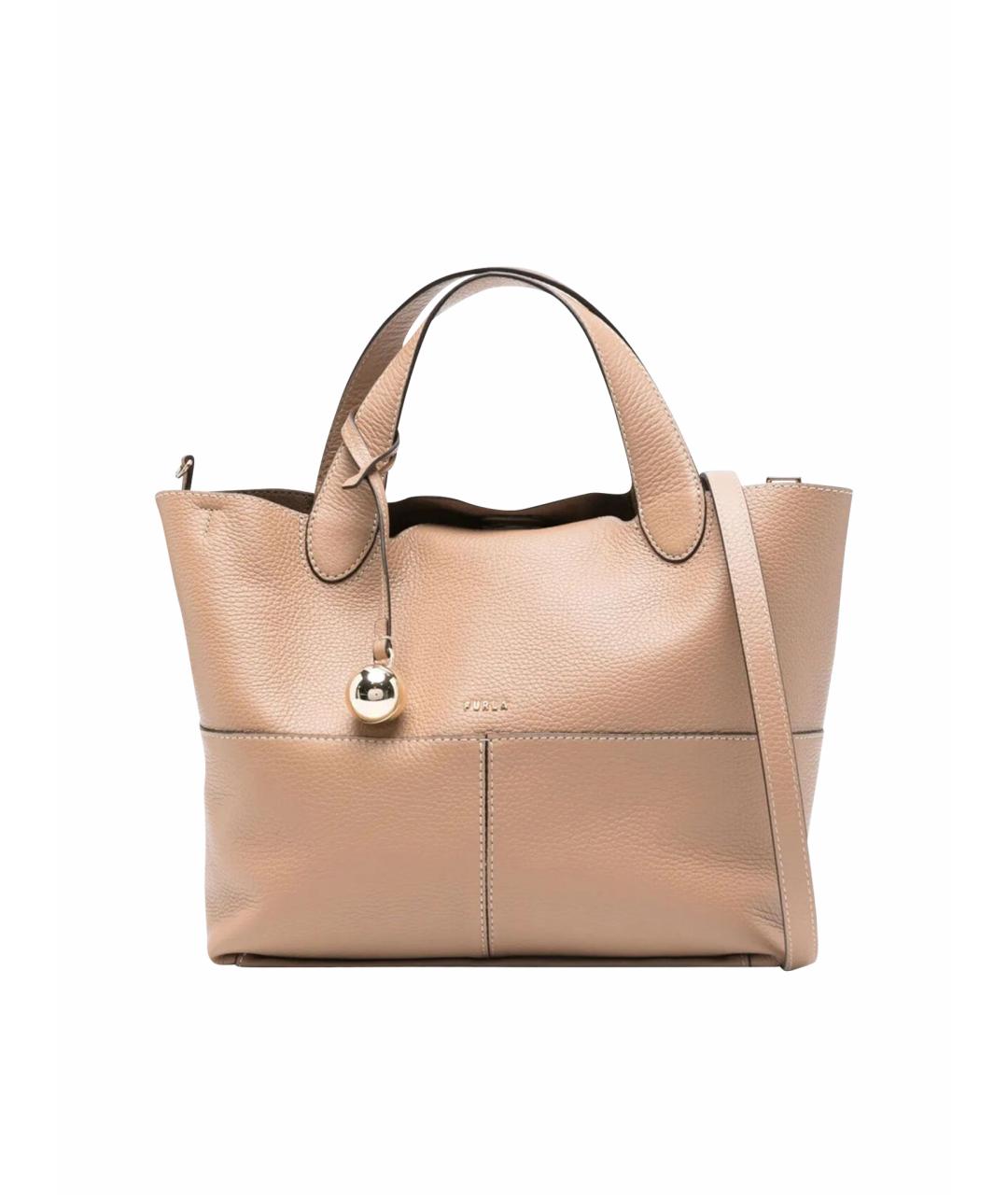 FURLA Бежевая кожаная сумка тоут, фото 1