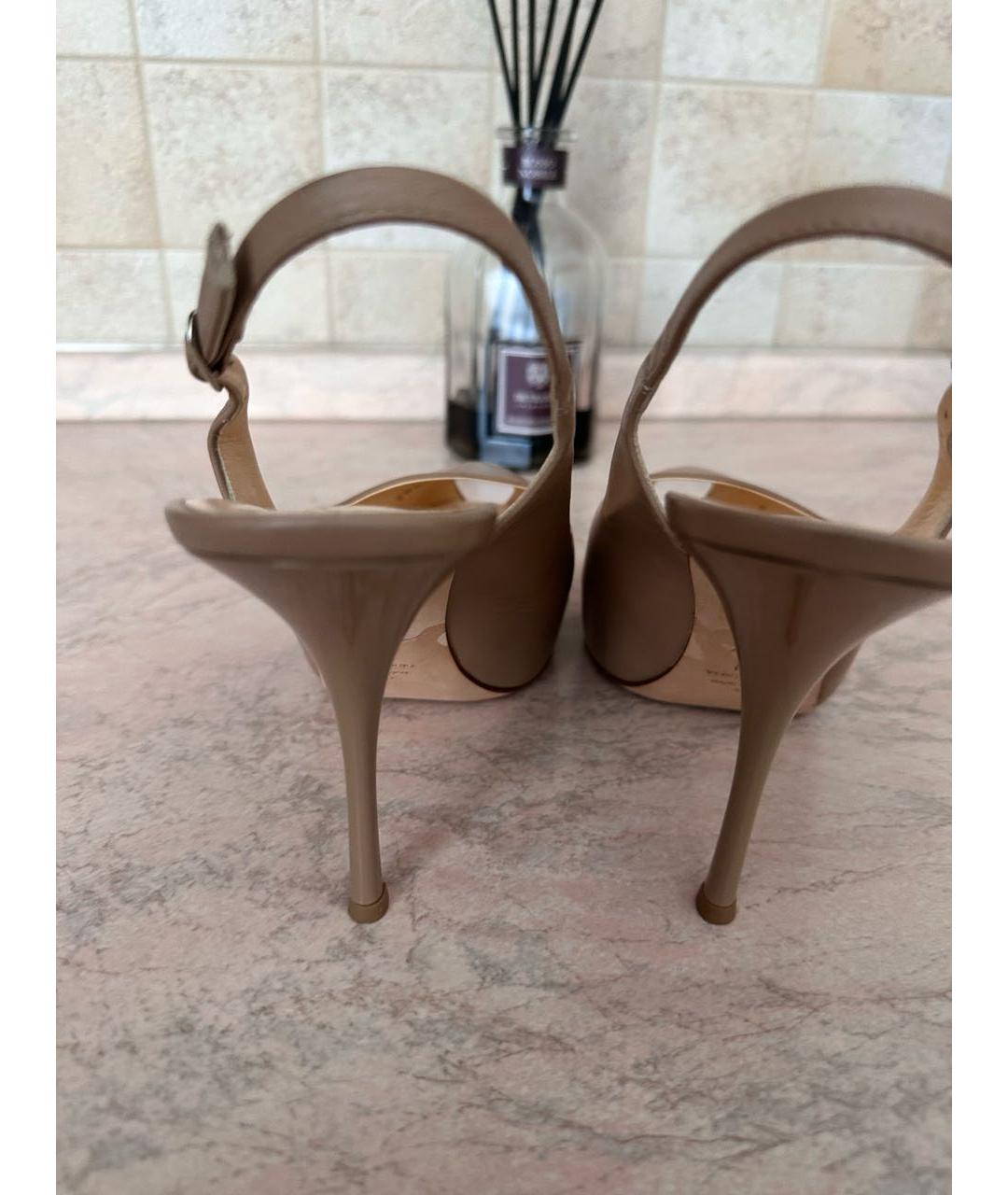 GIUSEPPE ZANOTTI DESIGN Бежевые кожаные босоножки, фото 5