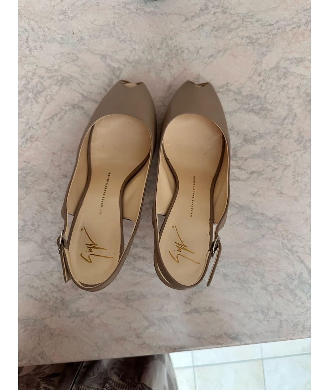 GIUSEPPE ZANOTTI DESIGN Бежевые кожаные босоножки, фото 3