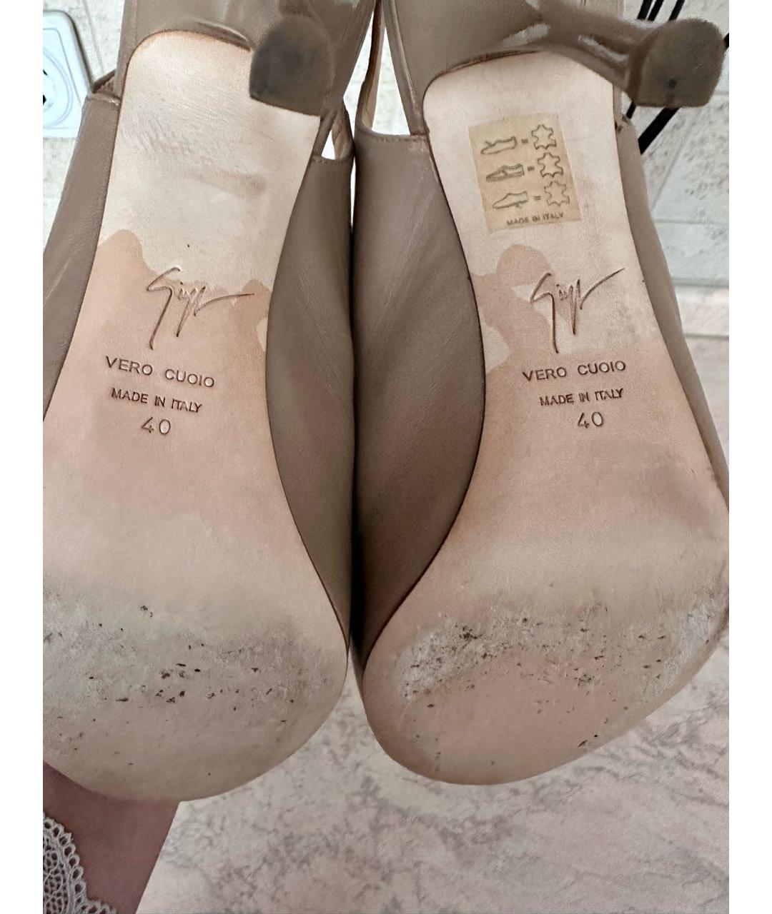 GIUSEPPE ZANOTTI DESIGN Бежевые кожаные босоножки, фото 6