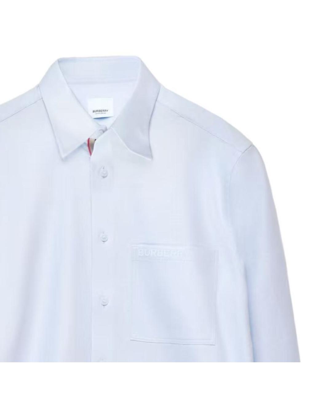 BURBERRY Голубая хлопковая классическая рубашка, фото 3