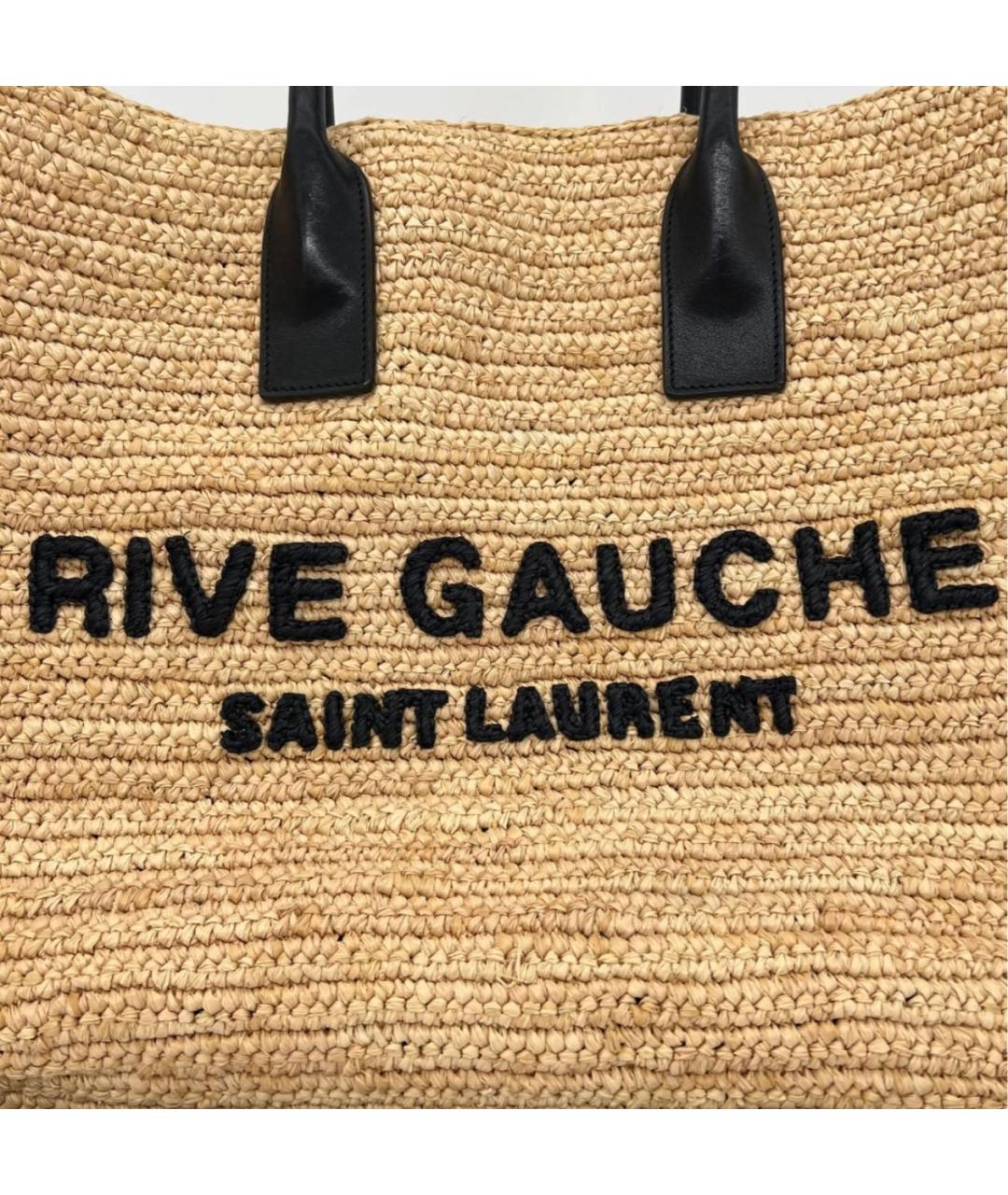 SAINT LAURENT Бежевая пелетеная пляжная сумка, фото 5