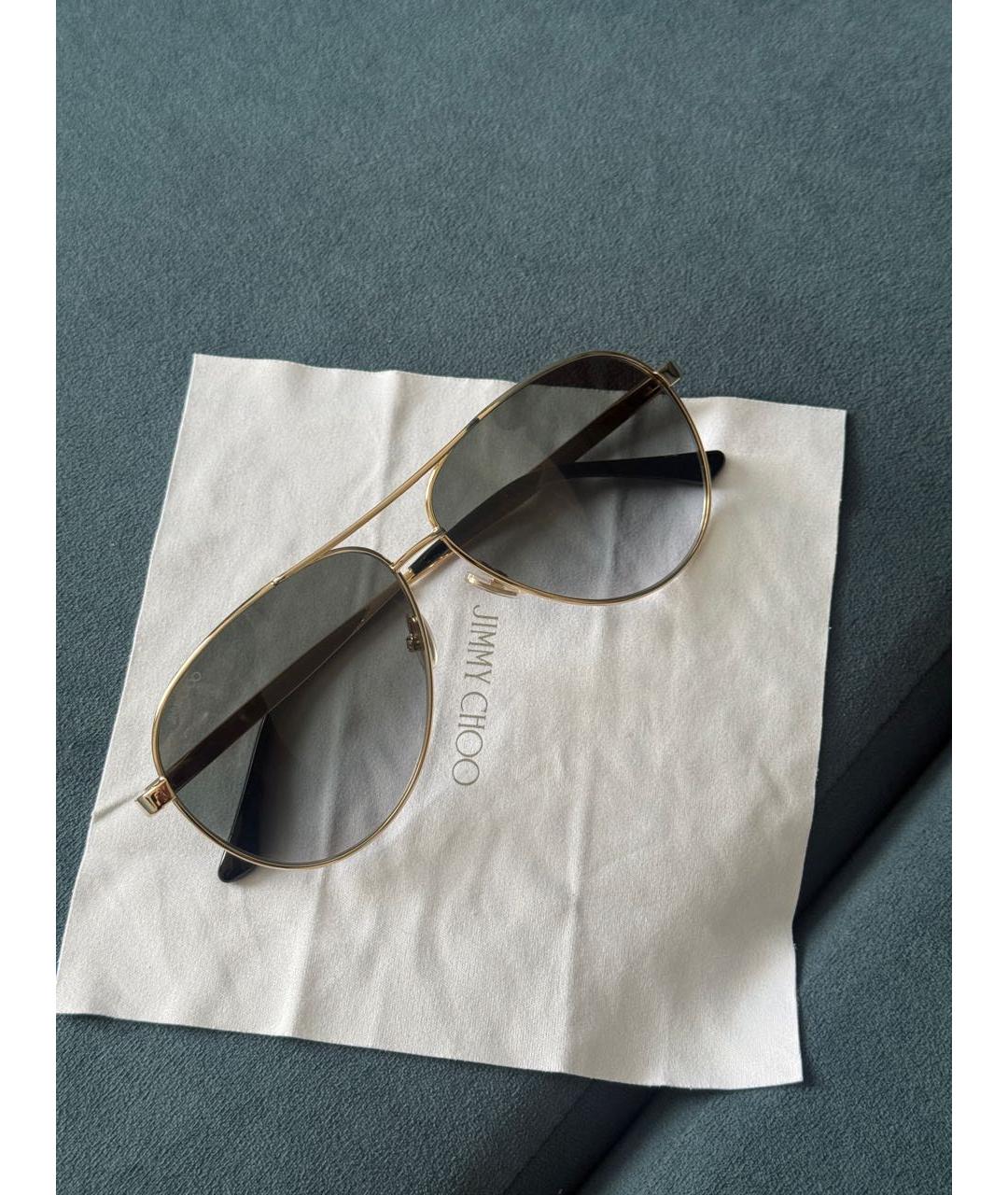 JIMMY CHOO Золотые металлические солнцезащитные очки, фото 2