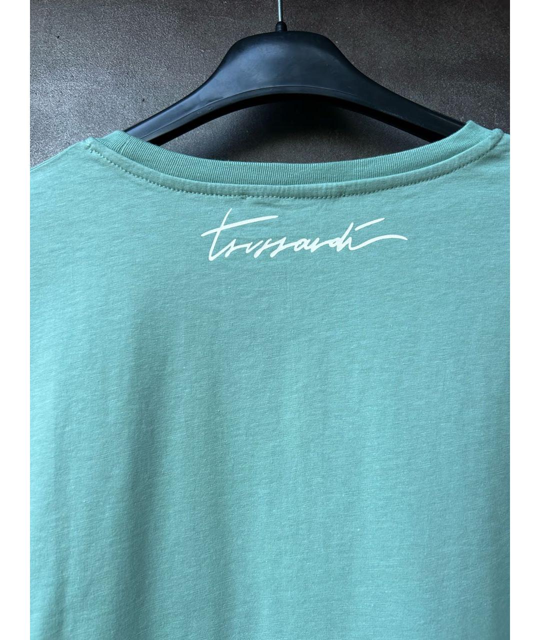 TRUSSARDI Зеленая хлопковая футболка, фото 7