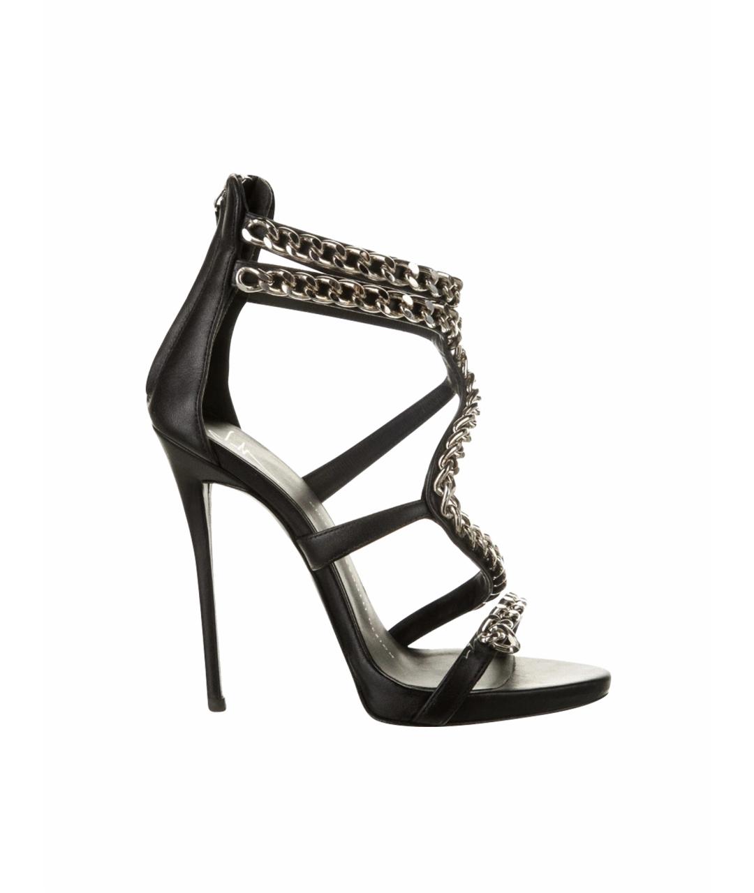 GIUSEPPE ZANOTTI DESIGN Черные кожаные босоножки, фото 1