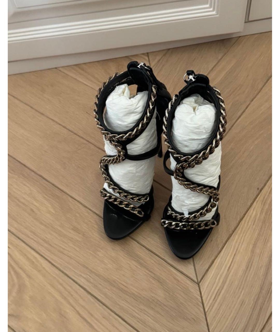 GIUSEPPE ZANOTTI DESIGN Черные кожаные босоножки, фото 3