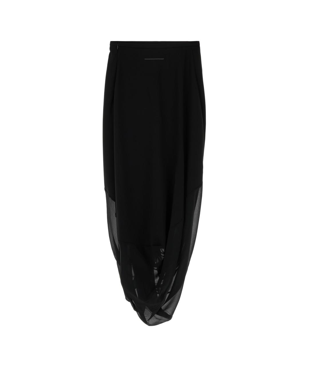 MM6 MAISON MARGIELA Черная полиэстеровая юбка миди, фото 2