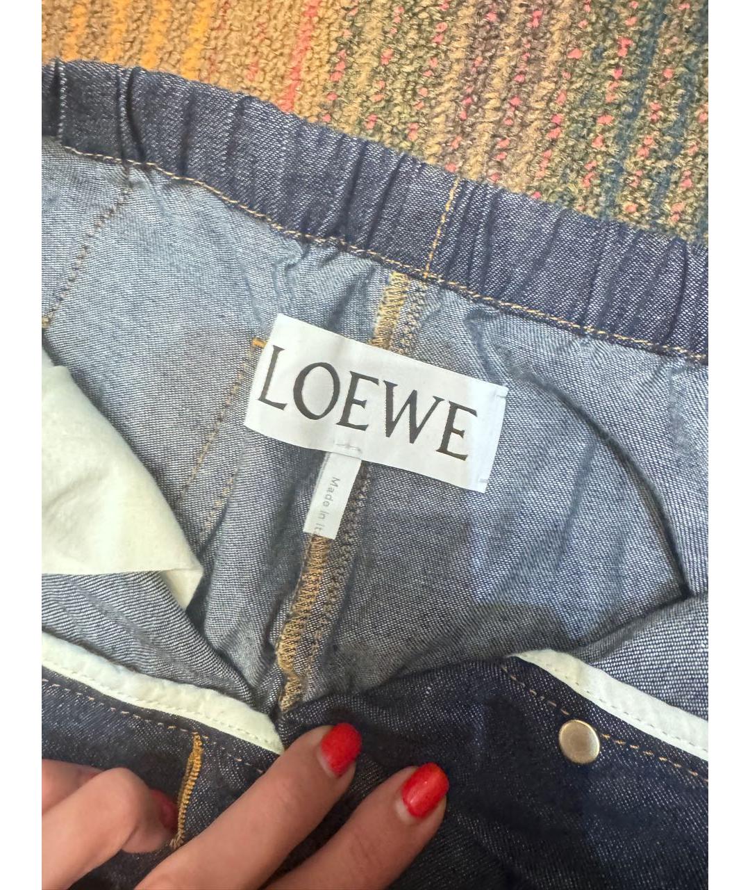 LOEWE Темно-синие хлопковые прямые джинсы, фото 4