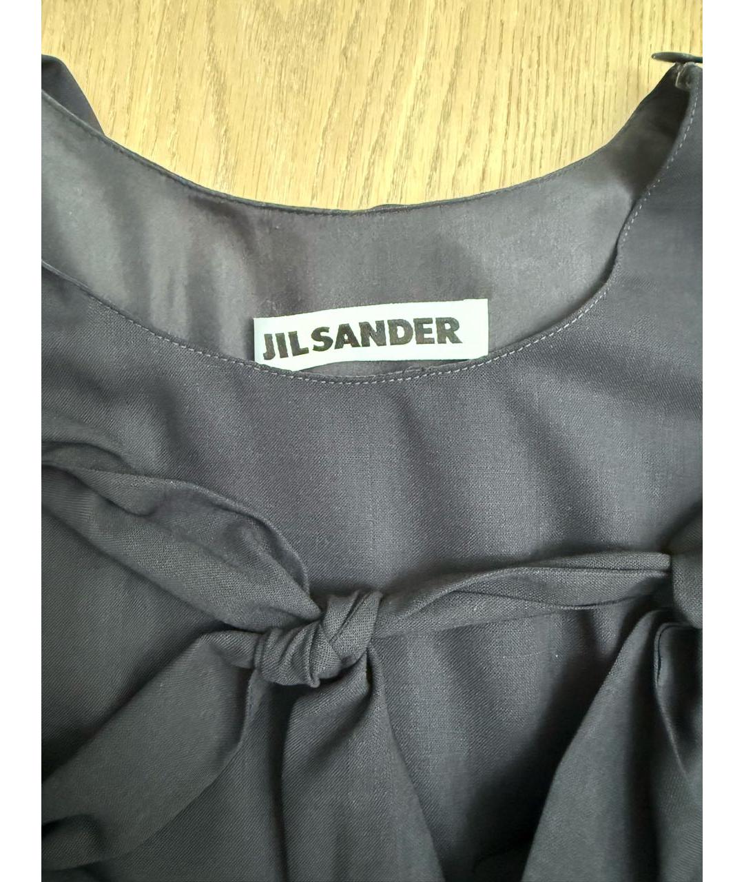 JIL SANDER Темно-синее шерстяное коктейльное платье, фото 3