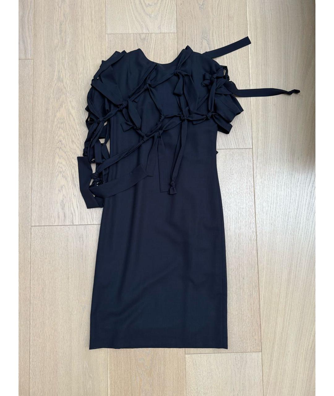 JIL SANDER Темно-синее шерстяное коктейльное платье, фото 2