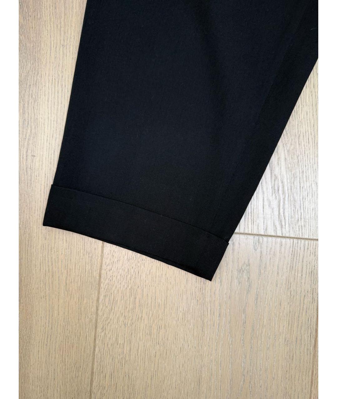 YOHJI YAMAMOTO Черные шерстяные повседневные брюки, фото 5