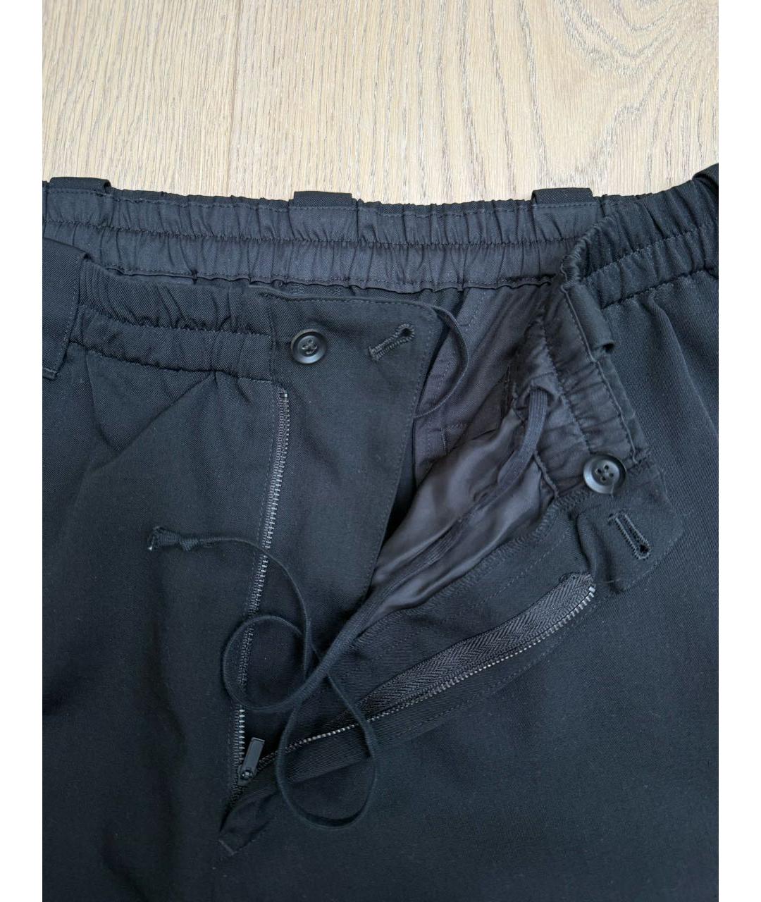 YOHJI YAMAMOTO Черные шерстяные повседневные брюки, фото 3