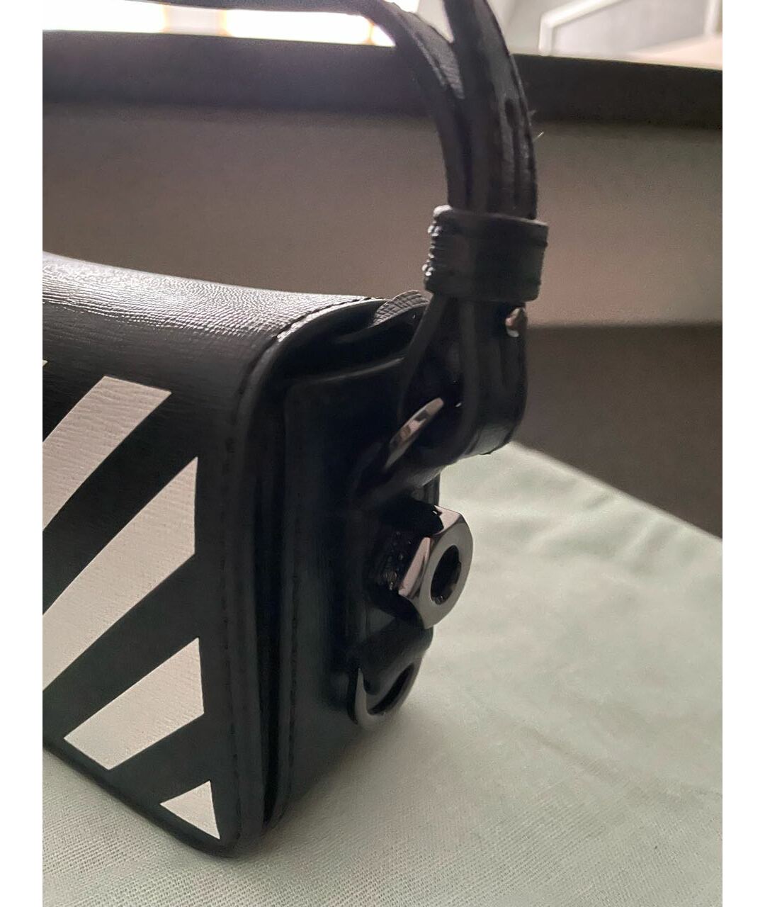 OFF-WHITE Черная кожаная сумка тоут, фото 2