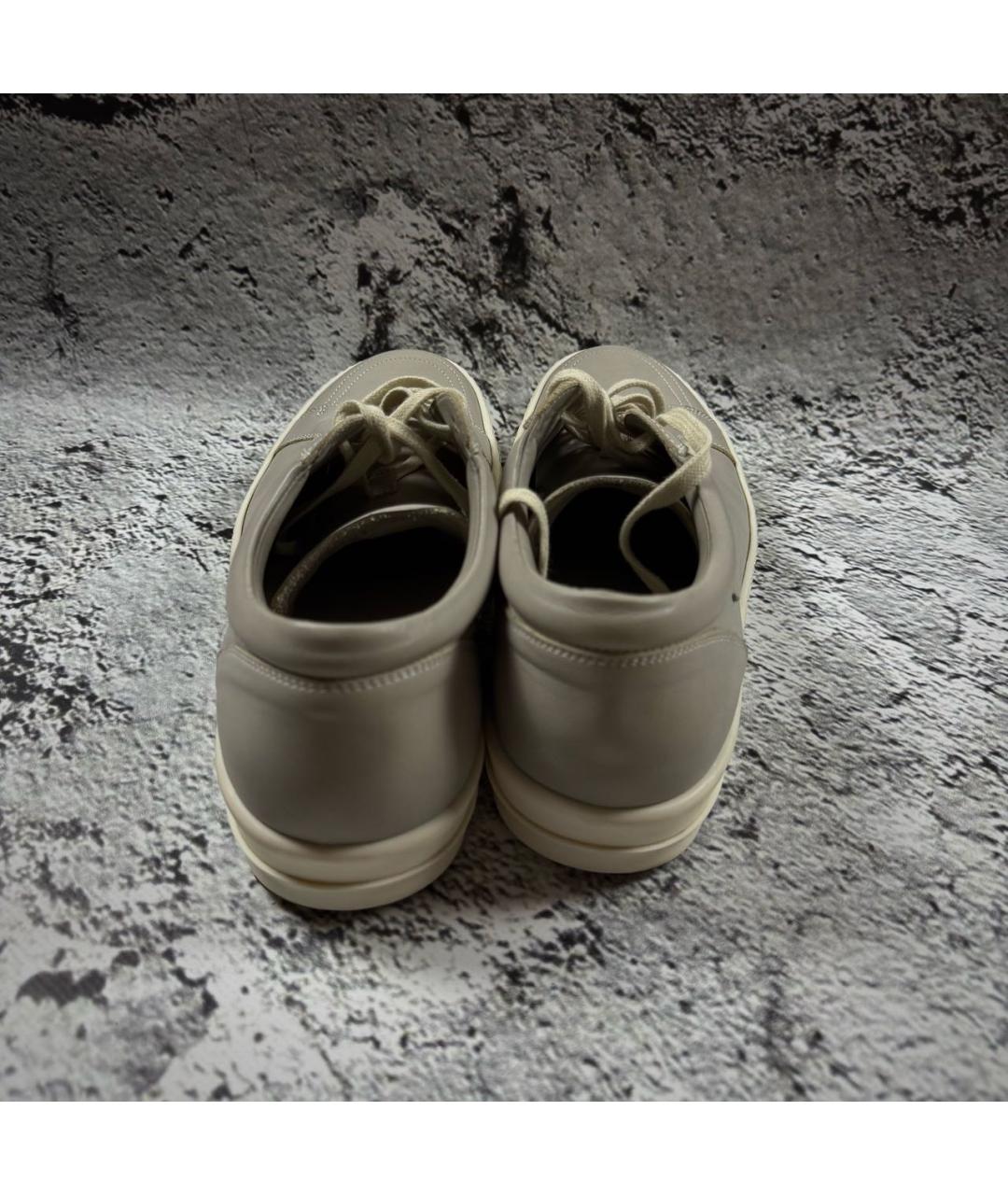 RICK OWENS Бежевые кожаные низкие кроссовки / кеды, фото 3