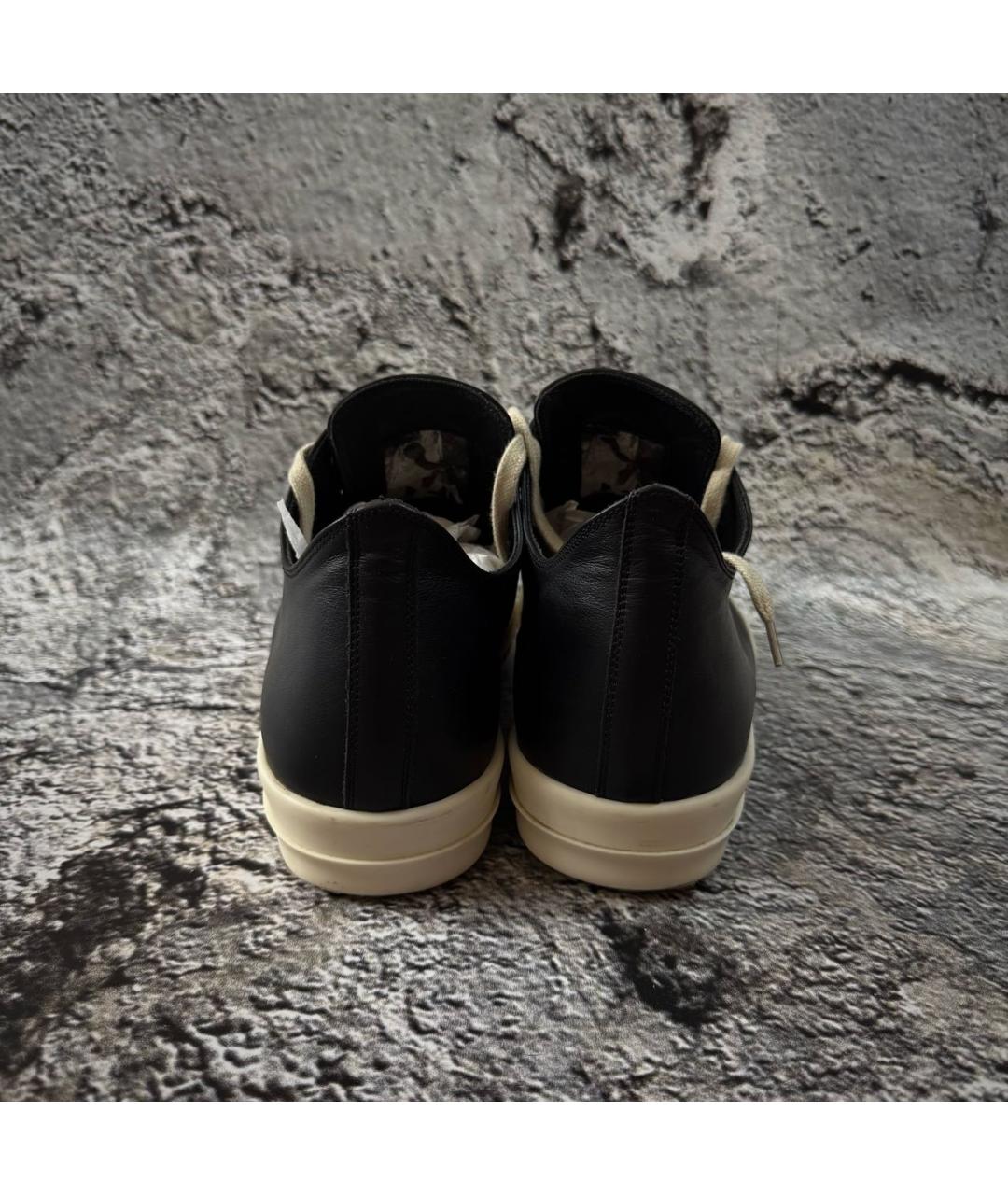 RICK OWENS Черные кожаные низкие кроссовки / кеды, фото 3