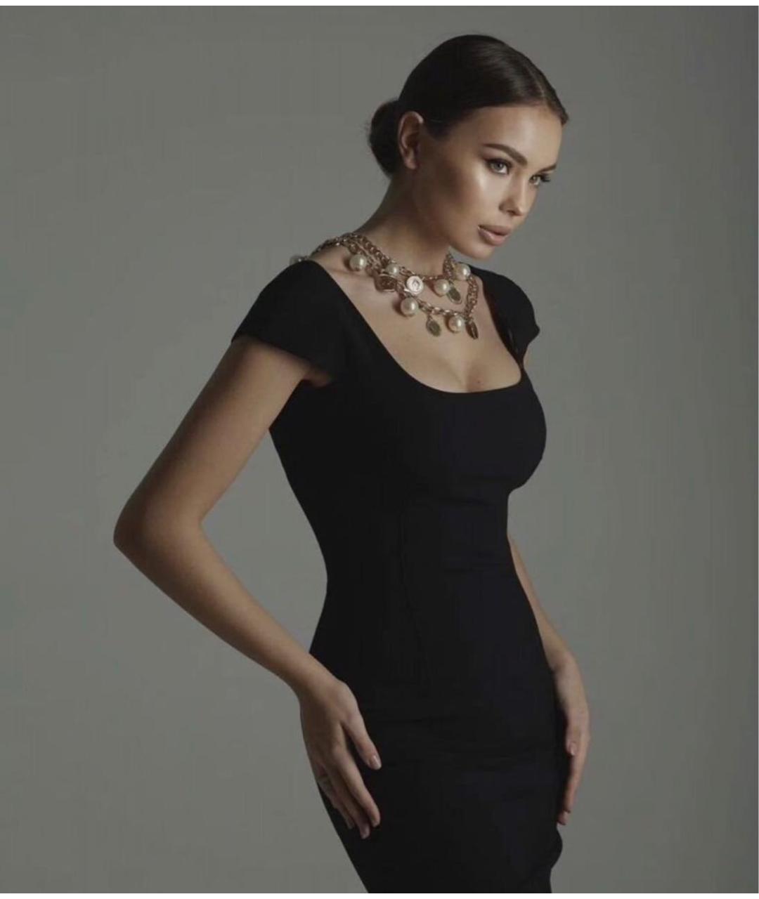 DOLCE&GABBANA Черное шерстяное повседневное платье, фото 4