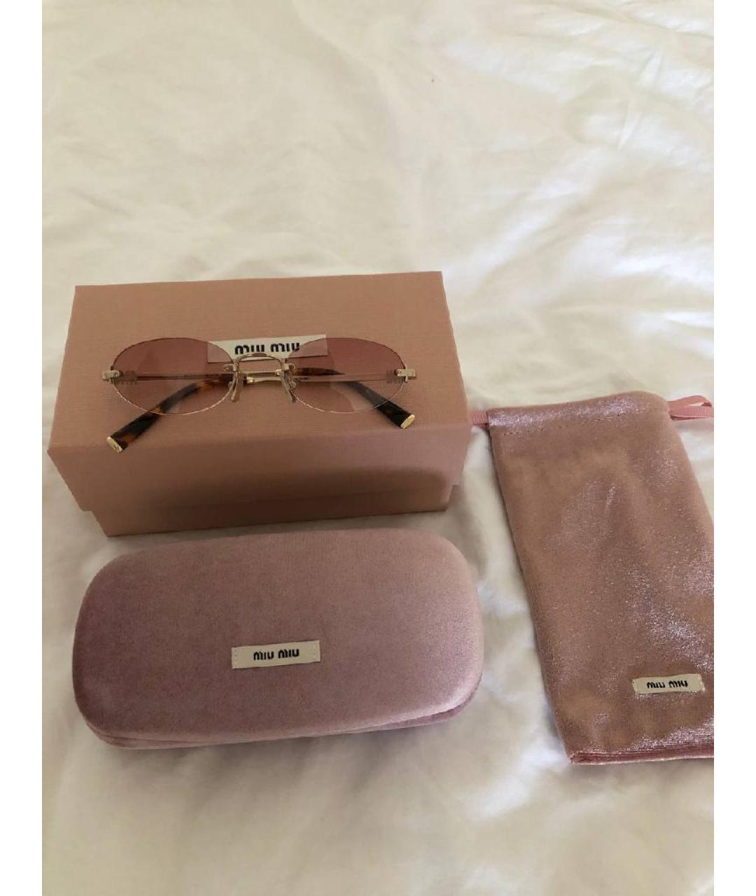 MIU MIU Золотые металлические солнцезащитные очки, фото 2