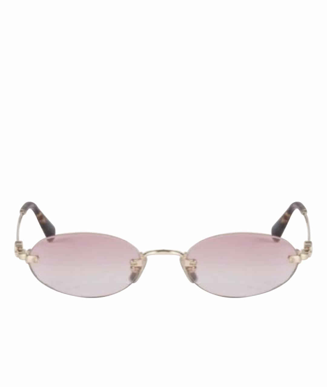 MIU MIU Золотые металлические солнцезащитные очки, фото 1