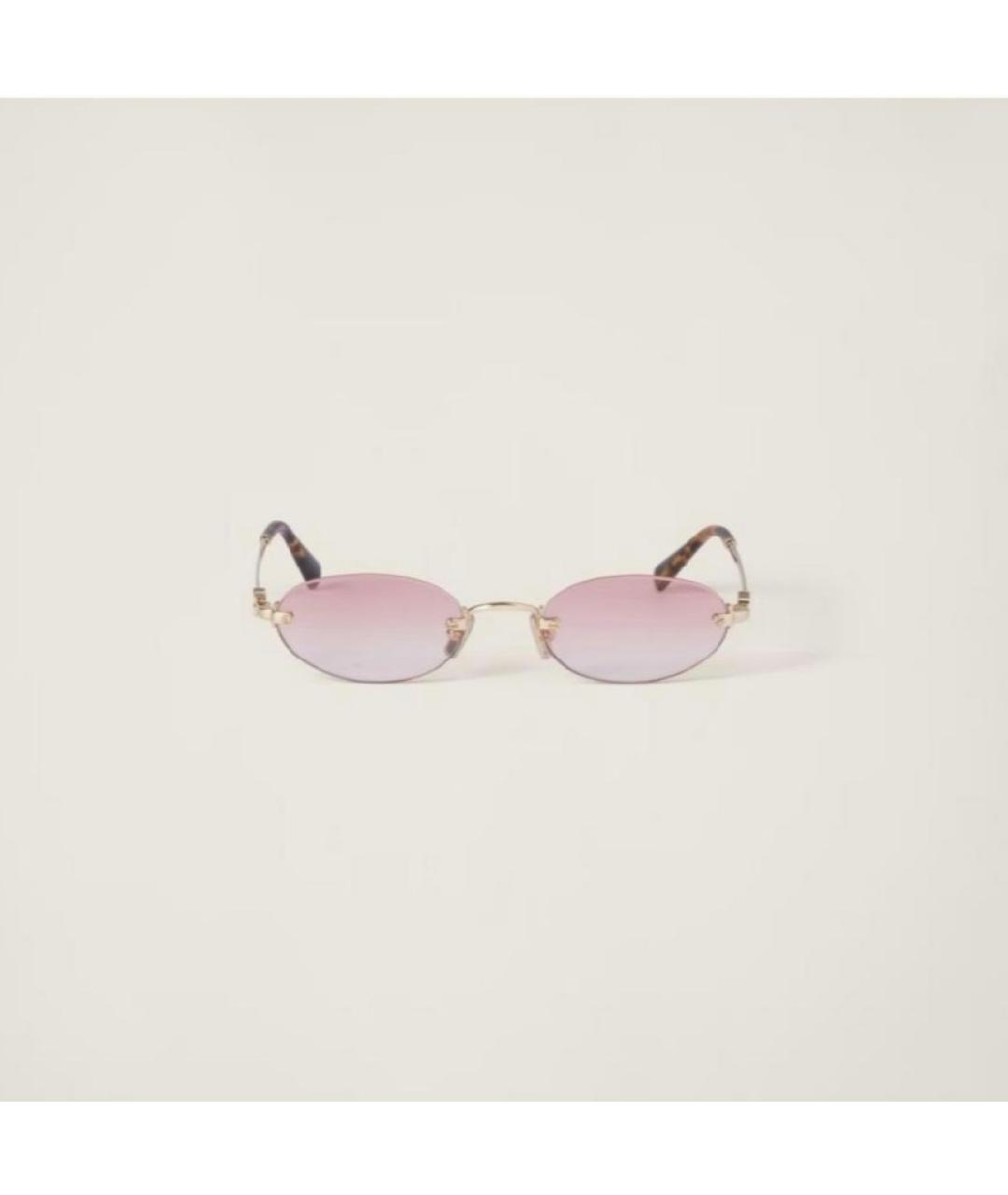 MIU MIU Золотые металлические солнцезащитные очки, фото 4
