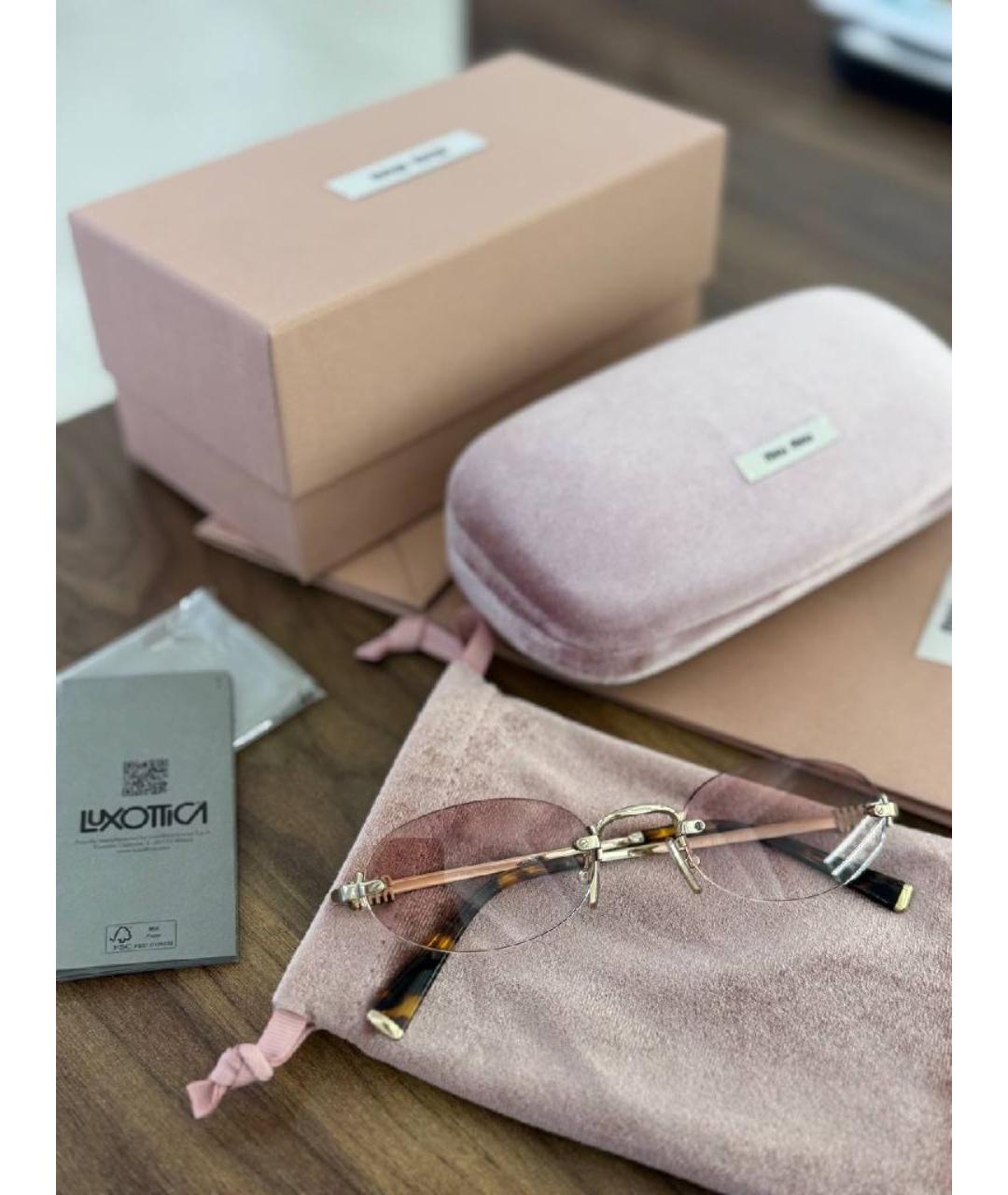 MIU MIU Золотые металлические солнцезащитные очки, фото 3