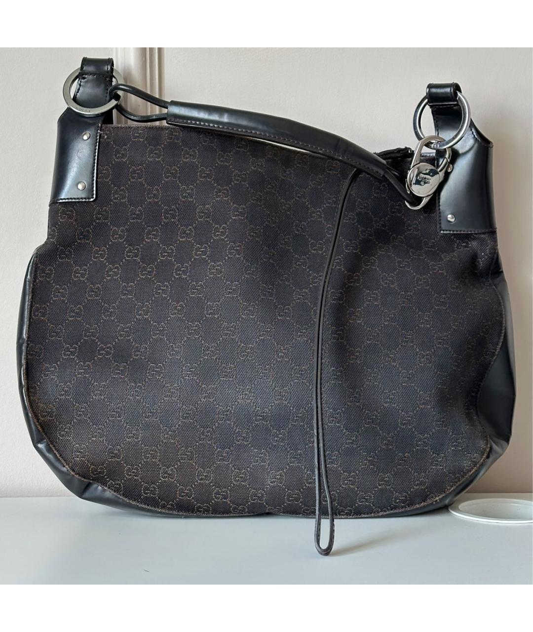 GUCCI Черная кожаная сумка тоут, фото 2