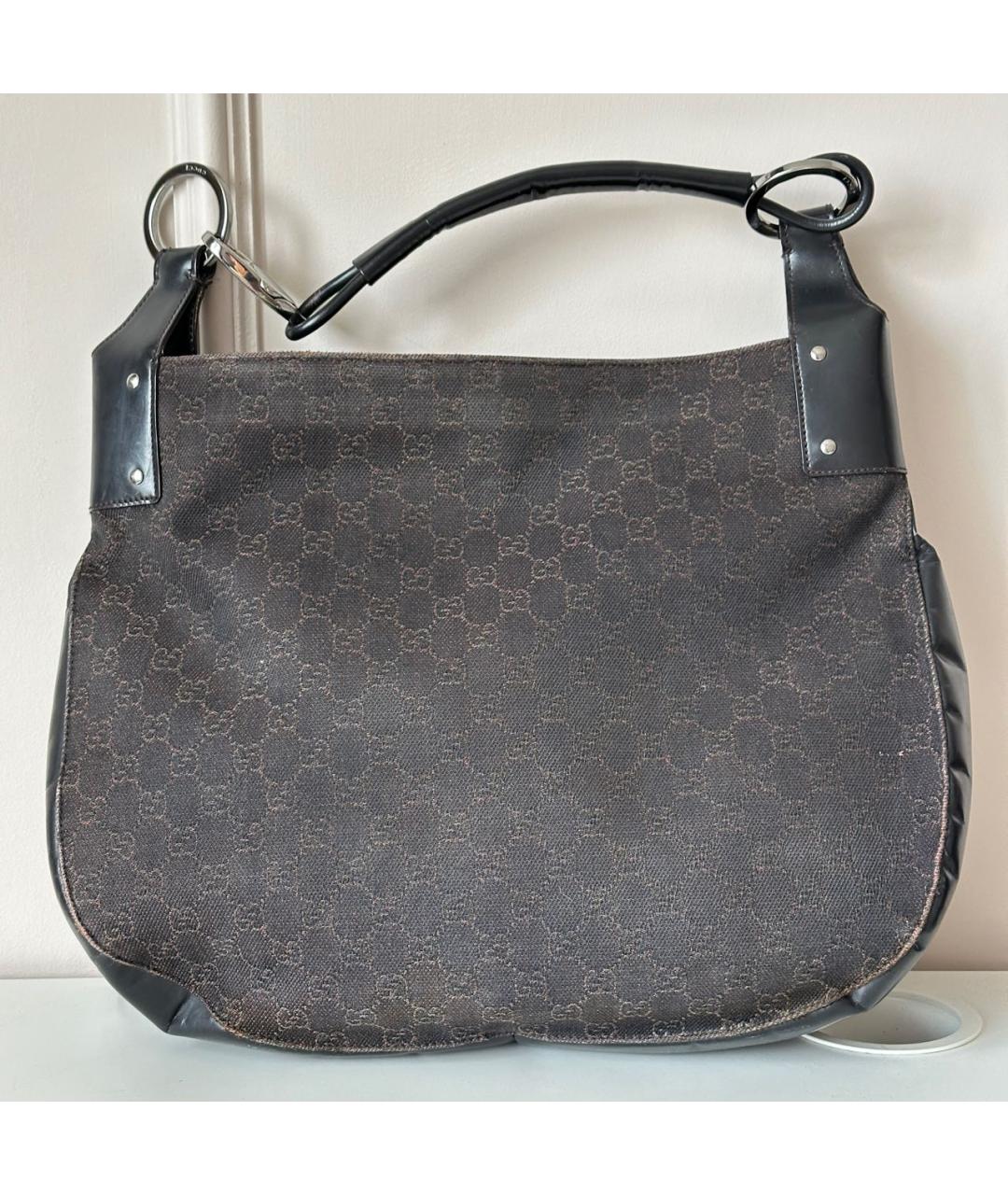 GUCCI Черная кожаная сумка тоут, фото 9
