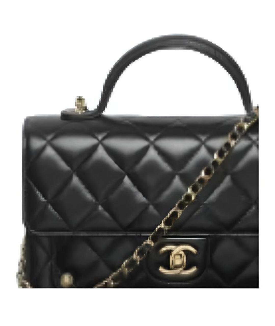 CHANEL Черная кожаная сумка с короткими ручками, фото 2