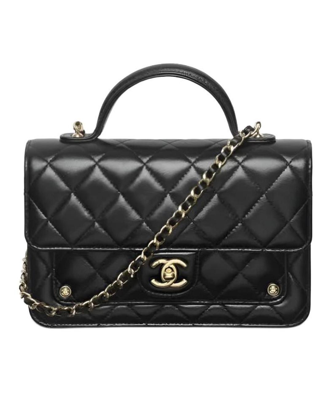 CHANEL Черная кожаная сумка с короткими ручками, фото 1